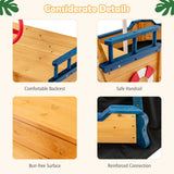 Costzon Pirate Boat Wood Sandbox for Kids, Wooden Pirate Sandpit w/Bench Seat, Storage Space, Ground Liner, Realistic Flag Rudder Buoy, Children Outdoor Playset for Backyard, Home, Lawn, Garden Costzon