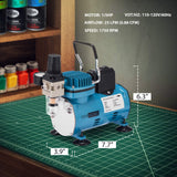 VIVOHOME Airbrush Kit with 1/5 HP Professional Air Compressor and 3 Dual Action Airbrush Gun, Gravity and Siphon Feed, Quiet Air Brush Set with Holder, Cleaning Brush, Tape, 2 Cup VIVOHOME