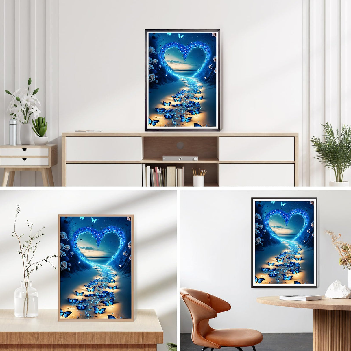 QINRUBB DIY Heart Diamond Painting Kits, Full Drill Butterflies Diamond Art Painting Kits for Adults Beginners, DIY 5D Love Painting by Numbers Dreamland Diamond Art Kits for Home Decor 12x16inch QINRUBB