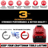 TenHutt 【Upgrade】 20V 6.0Ah Replacement Battery for Craftsman 20V Battery V20 Lithium Ion Battery for CMCB205 CMCB204 CMCB206 CMCB202 CMCB201 20V Cordless Power Tools TenHutt