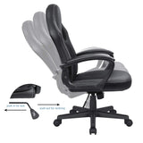 KaiMeng Office Gaming Chair High Back Leather Computer Chairs Ergonomic Height Adjustable Racing Game Desk Chair Executive Conference Task Chair (Black) KaiMeng