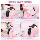 Whubefy Auto Hat Press Heat Machine for Caps, Hat Heat Transfer 3-in-1 Cap Heat Press with 3 Pcs Plates (70/80/90mm), Pink Touchscreen Hat Press Machine with 5 DTF, 1 Hat, for All Hat Shapes Whubefy