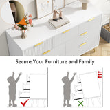 LYNSOM Dresser for Bedroom, Modern 7 Drawer White Dresser with Metal Handles and Wide Drawer, Wood Chest of Drawers for Living Room LYNSOM