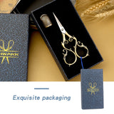 SHWAKK Embroidery Scissors 4.45in Ancient Cyan Gourd flower Scissors with Tassels and Thimble, Embroidery Tools for Sewing, Crafting, Tailoring, Needlework, Handicrafts DIY Tools SHWAKK