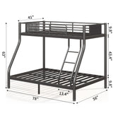 soges Metal Bunk Bed Twin Over Full Size with Upholstered Board, Ladder & Guardrail, Heavy Duty Bed Frame for Teens Adults, Black soges