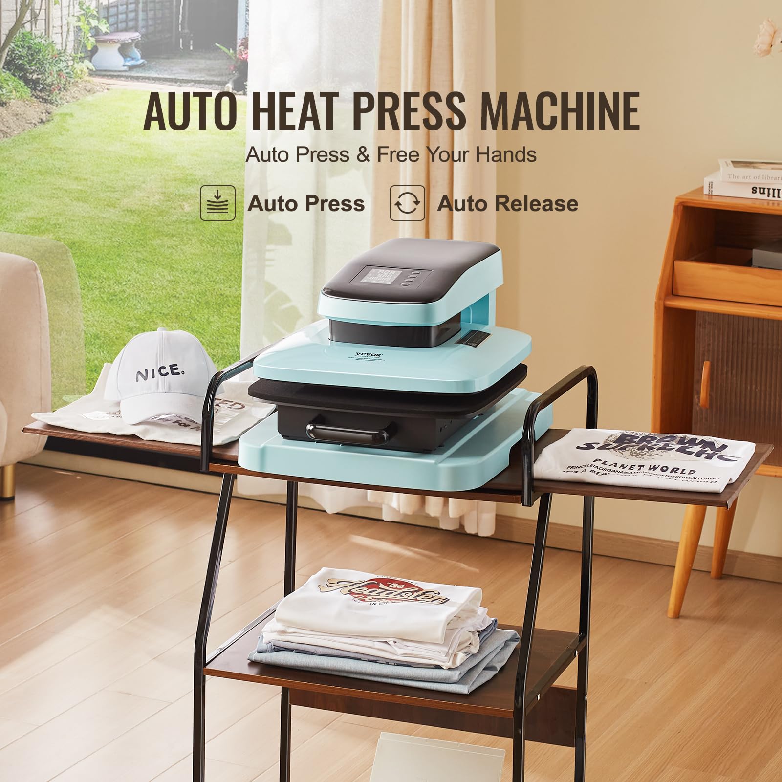 VEVOR Auto Heat Press 15x15, High-Security Shirt Press Machine with Auto Press & Release, Heat Up Fast & Even, Digital Automatic Heat Press Machine for T Shirts, Sublimation, Heat Transfer Pr - WoodArtSupply