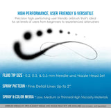 Pinkiou Airbrush Kit with Different Nozzle and Needles Muti-Purpose Dual Action Airbrush Sets with Air Brush 0.2 0.3 &0.5mm Needles and Air Hose for Hobby Model Painting Tattoo Cake Nail Art Pinkiou