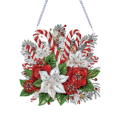 Christmas Diamond Art Hanging Kits for Adults, Special Shaped Diamond Painting,Double Sided 5D DIY Acrylic Diamond Art Painting Window Pendants Home Garden Wall Hanging Kits Cane candy wreath Ornament