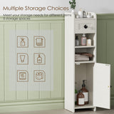 BEWISHOME Bathroom Storage Cabinet, Small Corner Floor Cabinet, Narrow Bathroom Organizers and Storage with Drawer for Small Spaces, 7.9 x 7.9 x 31.5 Inches Antique White YYG05W BEWISHOME