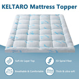 KELTARO Mattress Topper Full Size,Viscose Made from Bamboo Extra Thick Mattress Pad 8-21" Deep Pocket Soft Down Alternative Fill Mattress Protector Pillow Top Mattress Cover(54x75 Inches) KELTARO