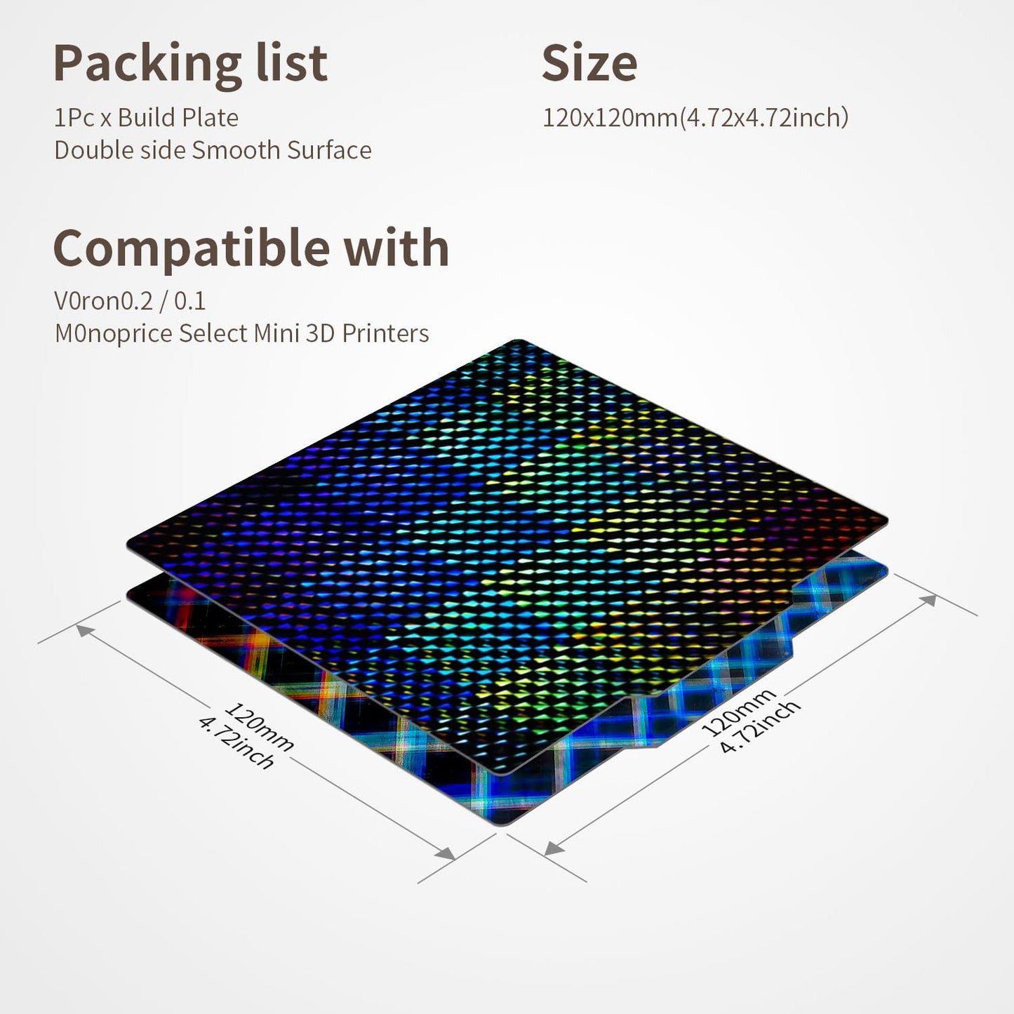 Upgraded 120x120mm Double Sides Smooth Build Plate for Voron 0.1 0.2, 【Phantom+Skynet Patterns】 PEI Sheet NO Magnetic Sticker for Voron 0.1,0.2 3D Printer - WoodArtSupply