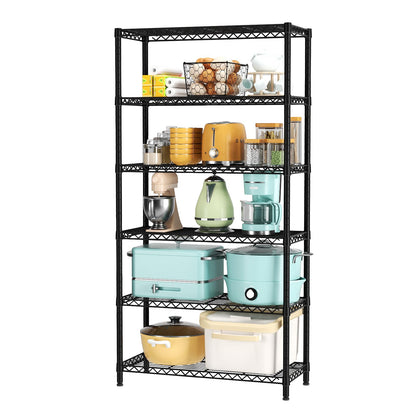 SINGAYE 6 Tier Shelf Organizer Storage Metal Shelves Garage Wire Shelving Unit Pantry Rack 36" L x 14" W x 72" H Black