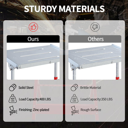 KODOM Steel Welding Table 30"x20", 400Lbs Load Capacity Welding Workbench Table, Folding Work Bench with Three 1.1'' Tabletop Slots, Adjustable Height&Angle, Retractable Guide Rails - WoodArtSupply