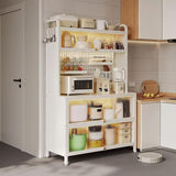 Voclym Bakers Rack with Wheels, 5-Tier Coffee Bar with Wheels, Microwave Stand with Storage, Kitchen Shelves for Kitchen Pantry, Storage Room, White Voclym