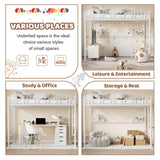 Garvee Loft Bed Twin Size with Ladde and Arched Guardrail, Heavy Duty Metal Loft Bed Frame for Kids and Adults, Sturdy Steel Slats Support, Small Space Saving Design, No Box Spring Needed, White Garvee