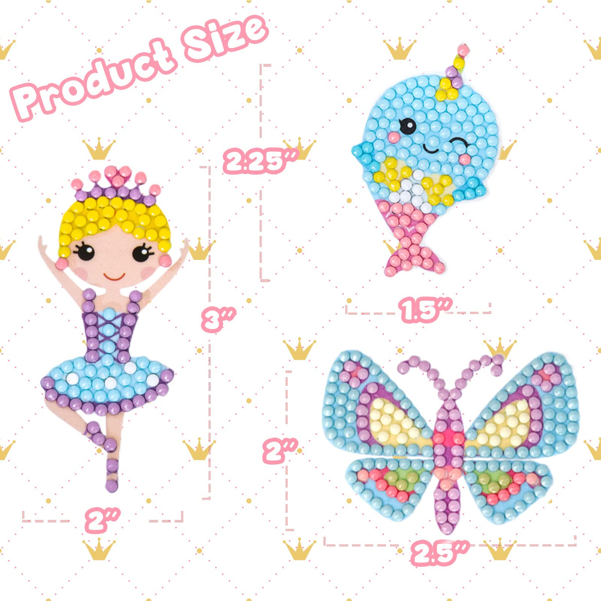 Cymbana Painting Diamond Kits for Kids 18 Pcs Princess and Their Buddy Gem Art Sticker for Kids Ages 6-8 8-12 Contains Unicorn, Mermaid Cymbana