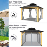 10-ft x 10-ft Gazebo Netting,Gazebo Replacement Mosquito Netting,Universal 4-Panel Mesh Screen Walls with Zippers(Only Netting)-Grey Zupoquk