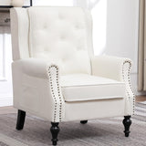 Modern Accent Chair Set of 2, Wingback Living Room Chairs with High Back, Accent Upholstered Armchair with Vintage Legs, Comfy Sofa Chair Accent Chairs Set for Bedroom Home Office Reading White choairy