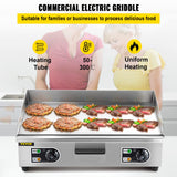 VEVOR 30" Commercial Electric Griddle 3000W Electric Countertop Griddle Non-Stick Restaurant 110V Teppanyaki Flat Top Grill Stainless Steel Adjustable Temperature Control 122°F-572°F (NO PLUG) VEVOR