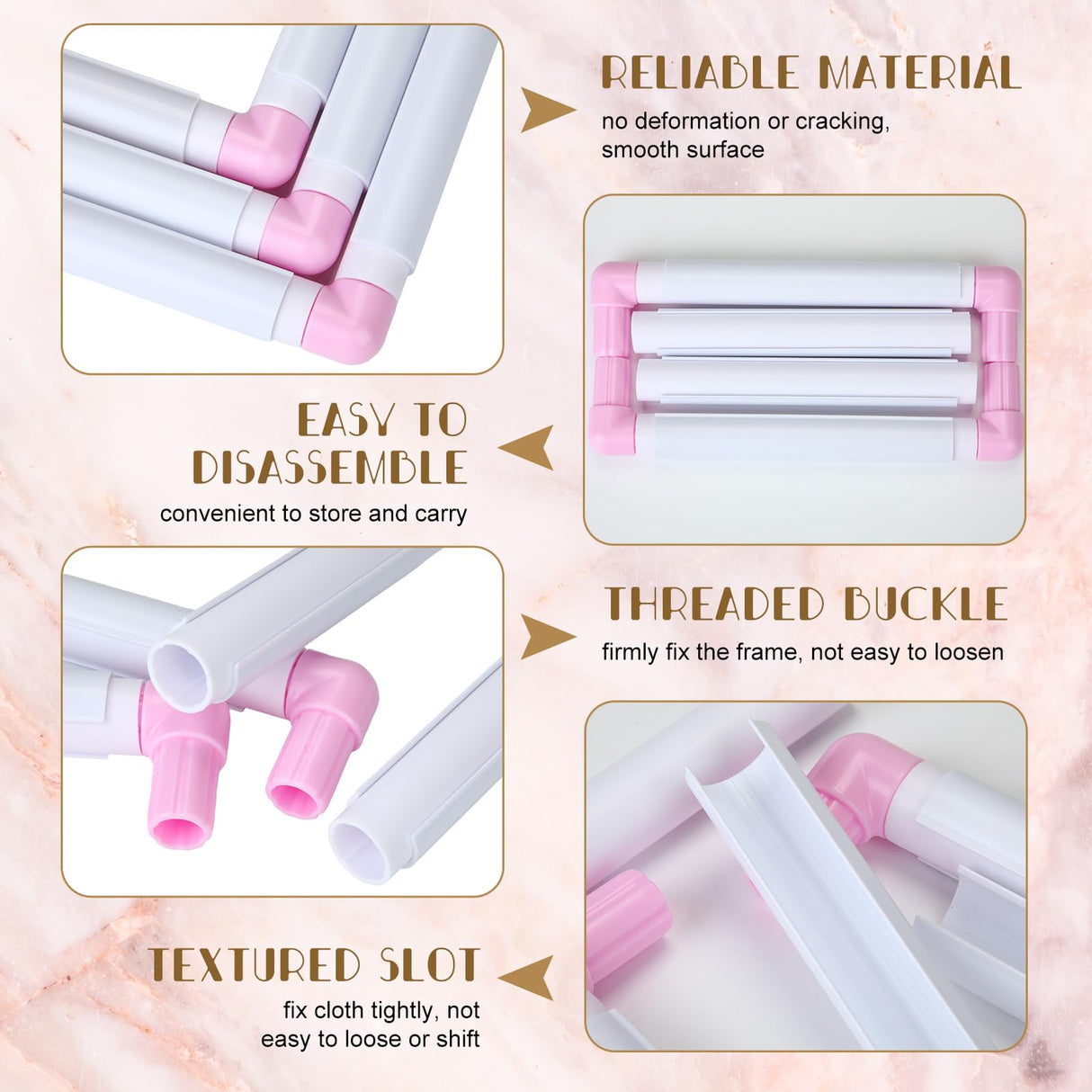 Janinka Embroidery Hoop 3 Pcs Cross Stitch Hoops and Frames White Rectangular Cross Stitch Embroidery Snap Frame DIY Sewing Tool for Quilting Silk-Painting 6 x 6, 8 x 8, 11 x 11 in(Light Purple) Janinka