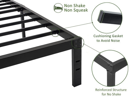 45MinST 14 Inch Platform Bed Frame/Easy Assembly Mattress Foundation / 3000lbs Heavy Duty Steel Slat/Noise Free/No Box Spring Needed, King 45MinST