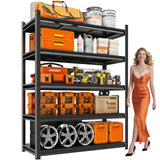 78"H,Heavy Duty 5-Tier Steel Garage Shelving Unit | 3500LB Capacity| Garage & Basement Storage | Industrial-Grade Metal Shelving for Warehouses & Workshops | Adjustable, Rust-Resistant, Black Metallitrend