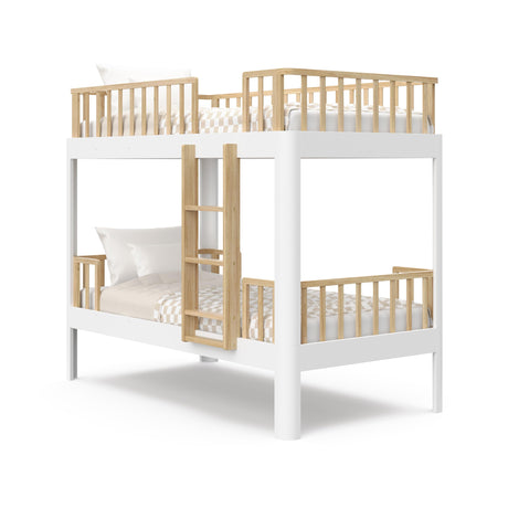 Storkcraft Next Santos Twin-Over-Twin 5-in-1 Convertible Bunk Bed (White with Natural) STORKCRAFT