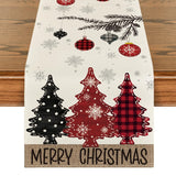 Artoid Mode Red Pine Trees Merry Christmas Table Runner, Winter Xmas Holiday Kitchen Dining Table Decoration for Home Party Decor 13x72 Inch Artoid Mode