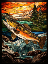 Generic Trout Fish Stained Glass Art 5D Diamond Art Painting for Adults Full Drill Round Diamond Paint by Number Kits for Beginners Gems Cross Stitch for Wall Decor 11.8x15.8inch(3) Generic