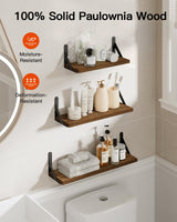 AMADA HOMEFURNISHING Wall Shelves Set of 6, Wood Floating Shelves for Wall Decor, Rustic Farmhouse Wall Shelves for Bedroom, Bathroom Shelves for Wall Storage, Book Shelves for Living Room, Brown AMADA HOMEFURNISHING