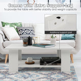 Giantex Rectangle Wood Center Table, 36" L 2-Tier Large Modern Tea Table w/Open Compartment, Easy Assembly, Accent Coffee Table for Living Room, Reception Room, White Giantex