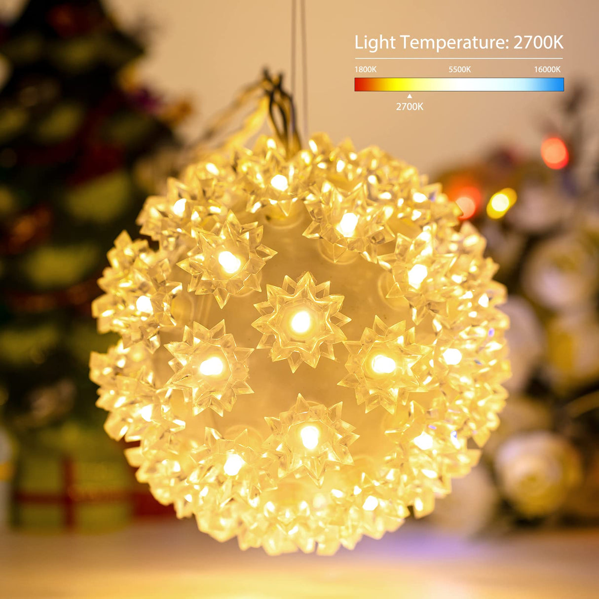 Christmas Lighted Sphere Balls Outdoor - 3 Pack 5.5" 50 LED Hanging Starlight Light, Replaceable Bulbs with Add-On Plug, Hanging Lights for Trees Party Wedding Patio Indoor Decorations Brightown