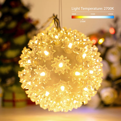 Christmas Lighted Sphere Balls Outdoor - 3 Pack 5.5" 50 LED Hanging Starlight Light, Replaceable Bulbs with Add-On Plug, Hanging Lights for Trees Party Wedding Patio Indoor Decorations