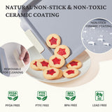 BRONYPRO Nonstick Ceramic Bakeware Set (9 Pieces),Heavy Duty Aluminized Steel Bakeware-Baking Pan Sets with Silicone Handles,Includes Sheet Pans,Loaf Pan,Muffin pan,Cake pans,PTFE & PFOA Free - White BRONYPRO