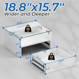 yacchi home Floating Nightstand Set with Charging Station, Floating Nightstand with Charging Station and LED, Night Stand for Living Room, Entryway Wall, Bedroom White Nightstand (1), FN864B1 yacchi home