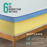 PayLessHere 6 Inch Full Gel Memory Foam Mattress Fiberglass Free/CertiPUR-US Certified/Bed-in-a-Box/Cool Sleep & Comfy Support PayLessHere