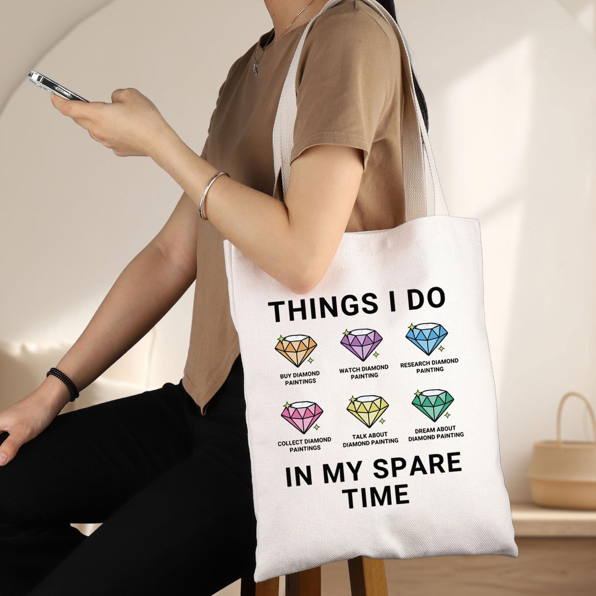G2TUP Diamond Painting Tote Bag Diamond Art Gift Things i Do In My Spare Time Diamond Art Painting Shoulder Bag (Things i Do Diamond) G2TUP