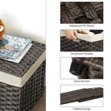 SONGMICS Storage Basket with Lid, 42.3 Gallon (160L) Storage Bin, Woven Blanket Storage Basket with Handles, Foldable, Removable Liner, Metal Frame, for Bedroom, Laundry Room, Brown URST76BR SONGMICS