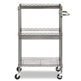 Alera ALESW342416BA 28 in. x 16 in. x 39 in. 500-lb. Capacity Three-Tier Wire Rolling Cart - Black Anthracite Alera