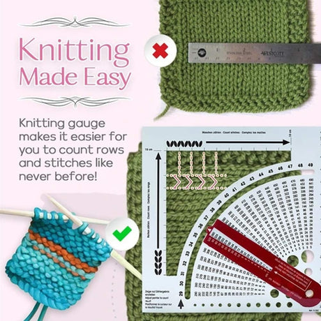 Knitting Gauge Converter Tool,Double-Sided Scale Knitting Stitch Calculator and Counting Frame Ruler,Knitting Tools for Sweater Knitting,Easy to Read KAIKAIXIN