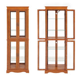 nifoti 70" H Lighted Curio Cabinet Display Case, Glass Curio Cabinets with Adjustable Shelves and Tempered Glass Door, Wooden Cabinet w/Mirrored Back Pane for Living Room (Oak) nifoti