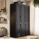 MEISSALIVVE Armoire Wardrobe Closet with 6 Door, 74.8" Large Wardrobe Cabinet with Hanging Rod, Freestanding Modern Bedroom Armoire Storage Cabinet, Black MEISSALIVVE