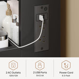 GREENSTELL Vanity Makeup Desk with Mirror and Lights, Makeup Table with Power Strip, 11 Storage Area, 3 Color Mode with Adjustable Brightness, 3 Desktop Compartments, Dressing Table, 32.6",Black GREENSTELL