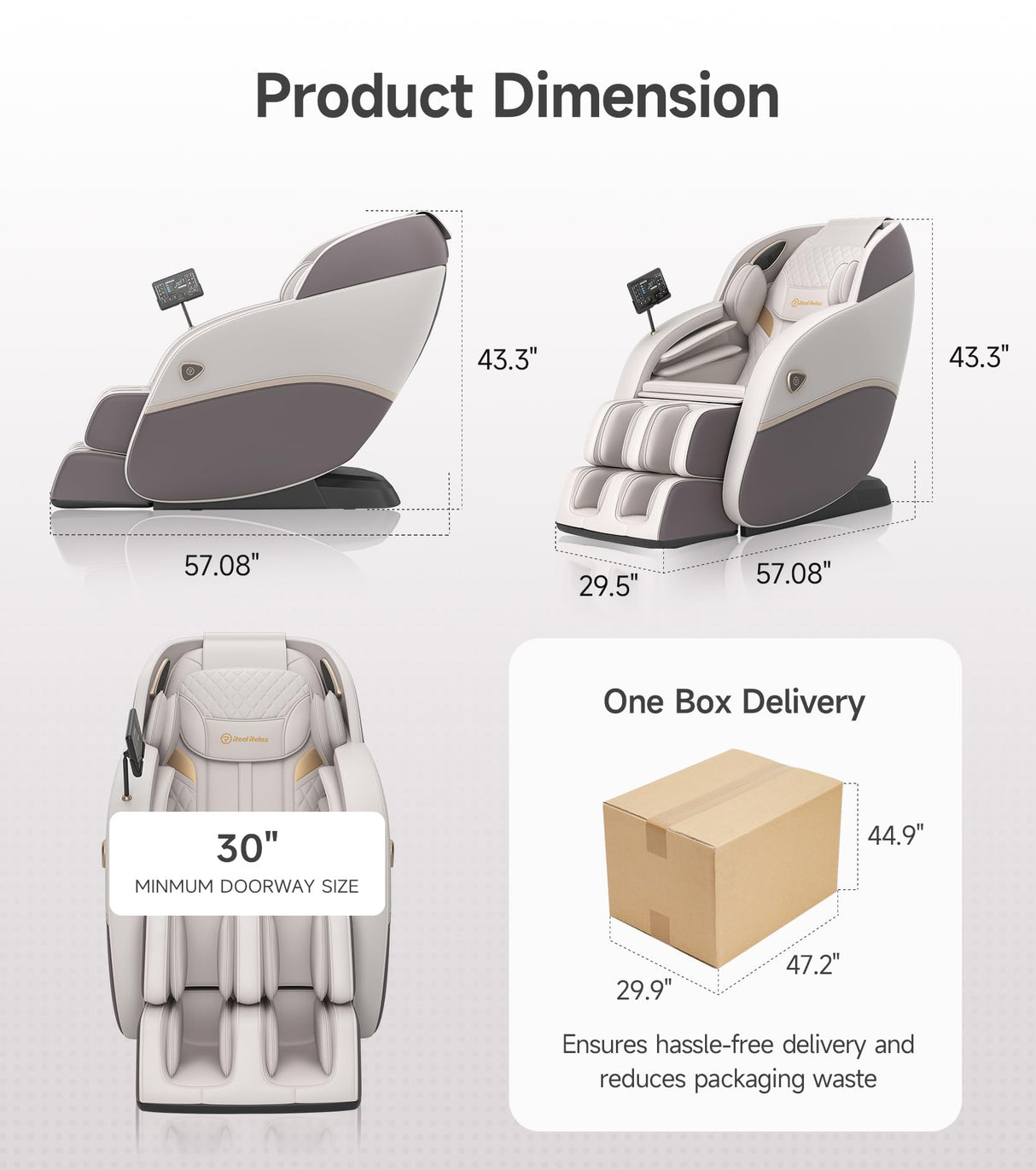 Real Relax 3D Massage Chair Full Body SL-Track, Zero Gravity Recliner with 16 Massage Modes, Body Scan, Wasit Heating, Foot Rollers, Bluetooth, Favor-22 Brown Real Relax