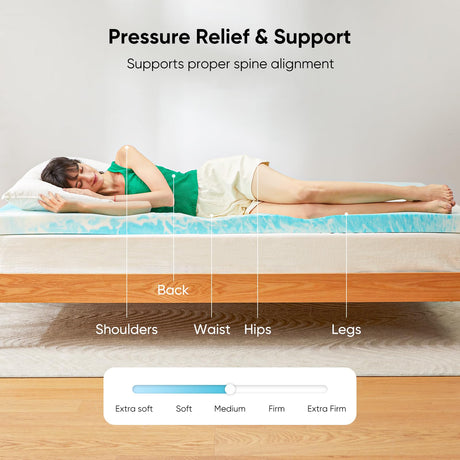 Marsail Mattress Topper Queen, 3-inch Gel Memory Foam, Bed Topper for Queen Size Bed, Soft for Sleeper Sofa, RV, Camper, CertiPUR-US Certified Marsail