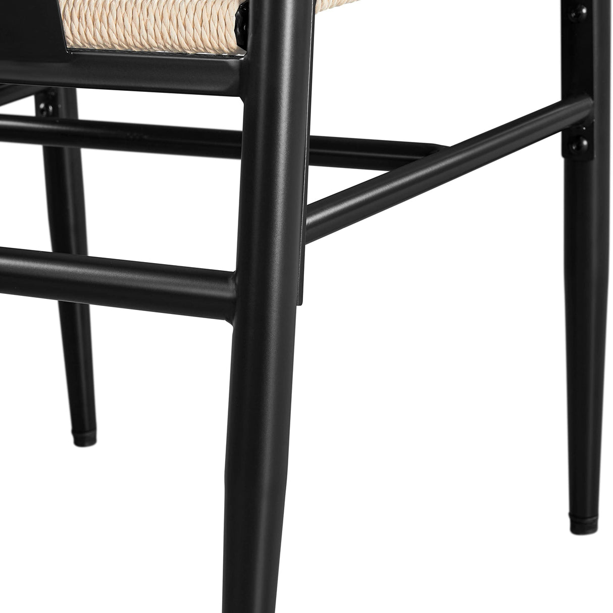 Topeakmart Weave Dining Chair Weave Modern Chair Metal Frame Accent Chair Weave Arm Chairs Set of 4，Black Topeakmart