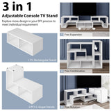 Tangkula 3 Pieces Console TV Stand, Free-Combination Entertainment Center for 50 55 60 65 Inch TV, Minimalist Modern TV Media Stand, DIY Open Storage Bookcase Shelf for Living Room (White) Tangkula