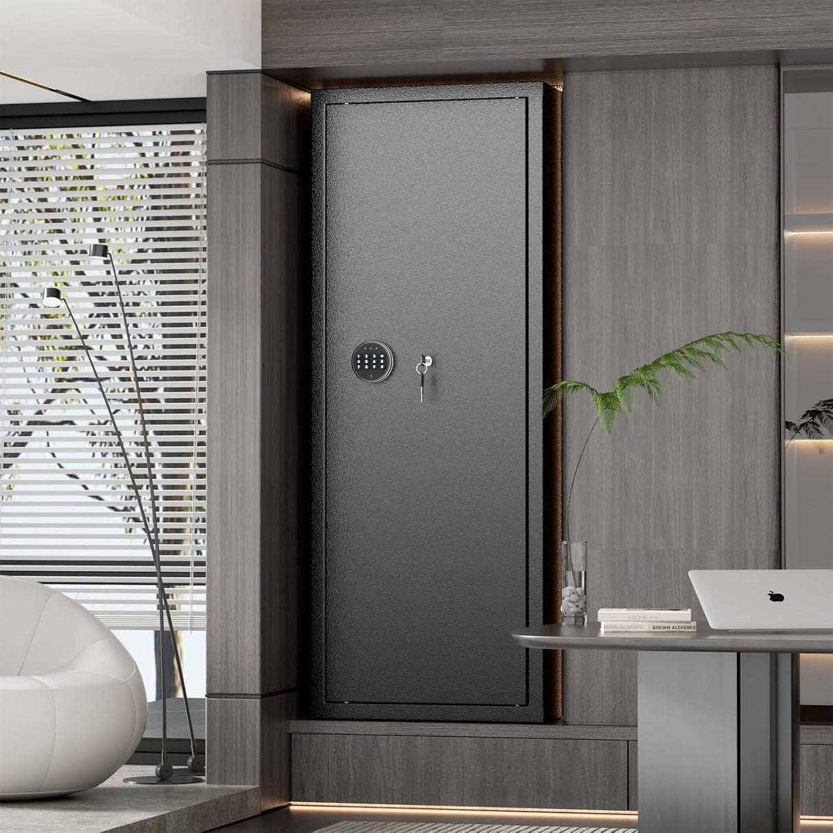 Oakcloud Fireproof Gun Safe for Rifles and Pistols - 10 Rifle Cabinet with Digital Keypad Lock, Top Shelf & 4 Pistol Pouches for Secure Storage Oakcloud