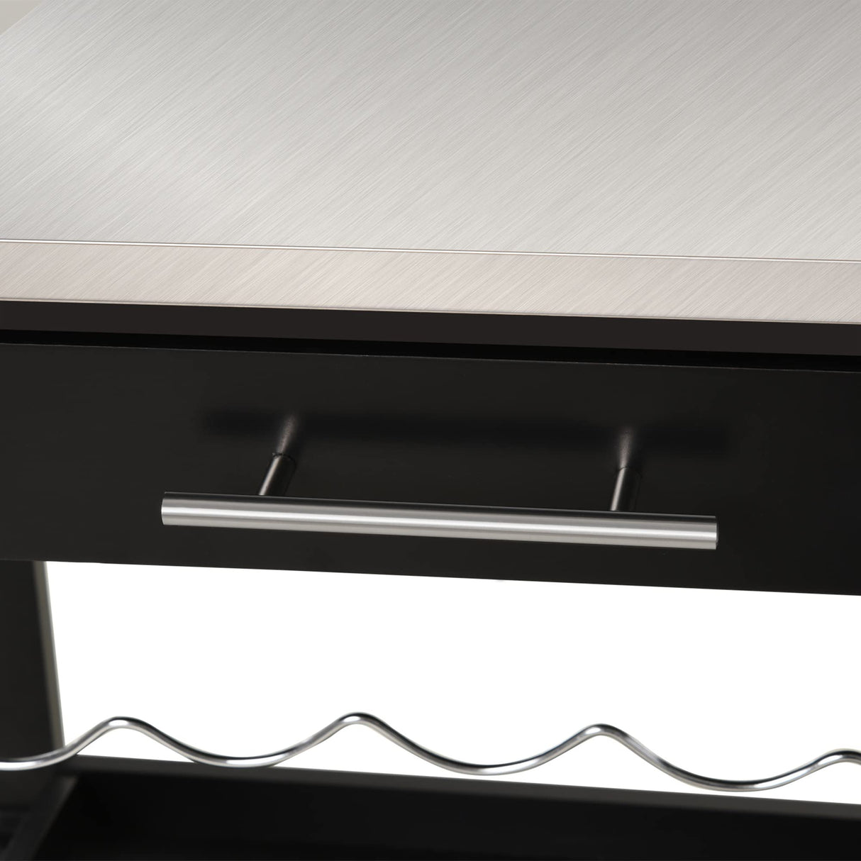 HOMCOM Kitchen Island Cart Rolling Trolley Utility Serving Cart with Stainless Steel Tabletop, Wine Rack & Drawer HOMCOM