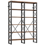 IRONCK Bookshelf Double Wide 6-Tier 76" H, Open Large Bookcase, Industrial Style Shelves, Wood and Metal Bookshelves for Home Office, Easy Assembly IRONCK
